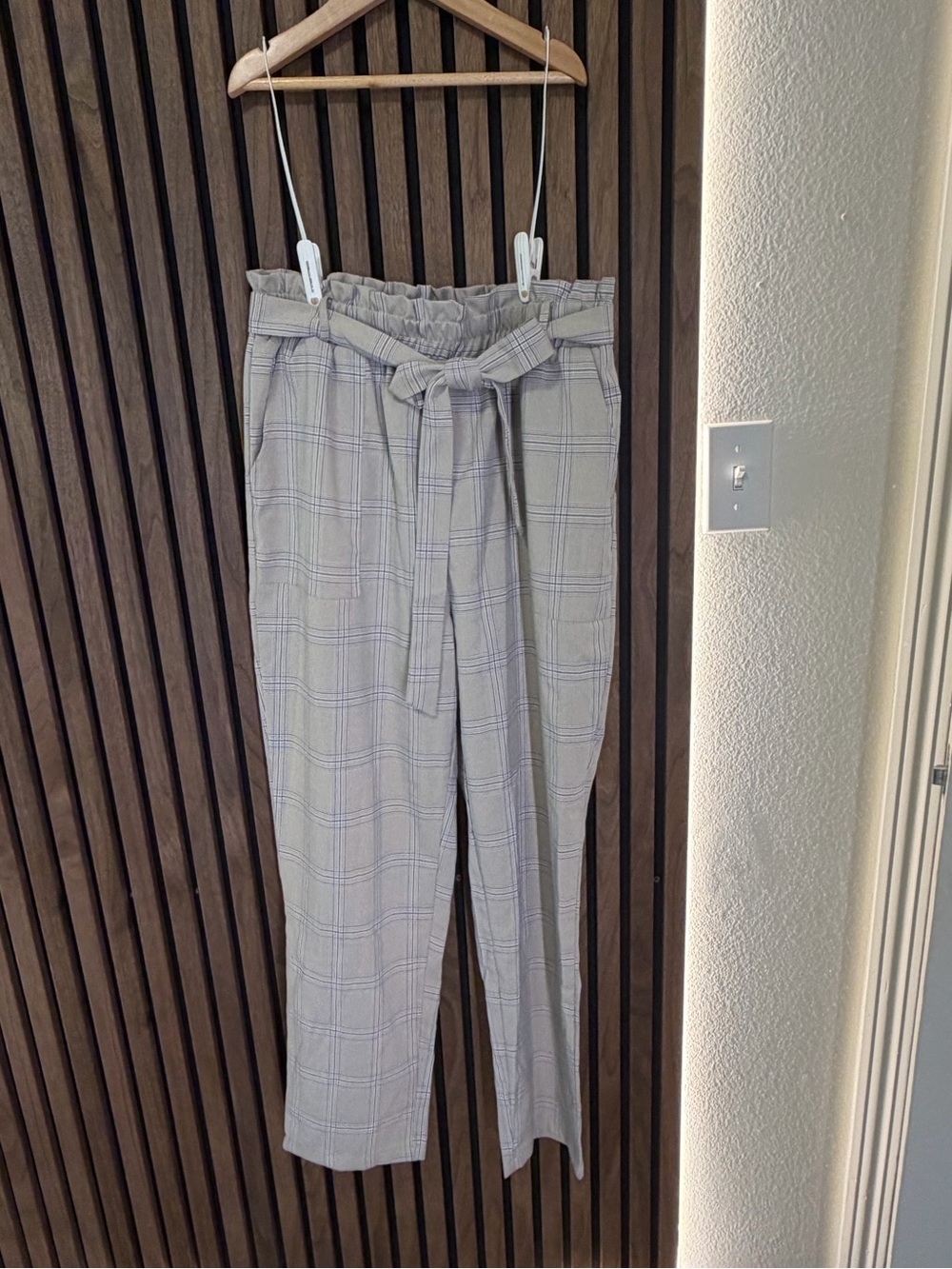 SHEIN Office Plaid Women's Pants - Light Gray
